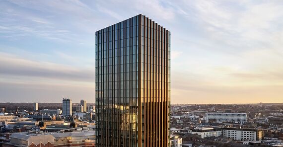 Evening view of the Hadrian's Tower in Newcastle, UK.